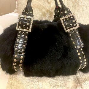 Authentic Black Rabbit Fur Purse